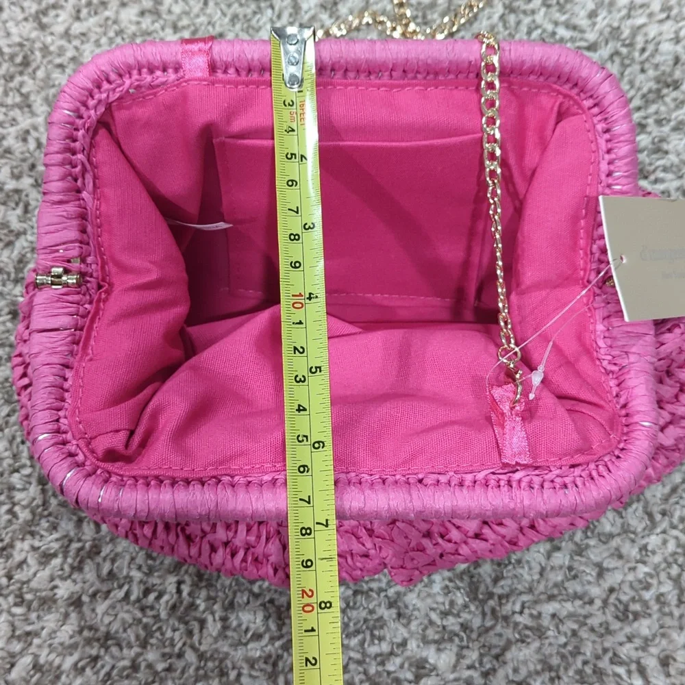 D'margeaux New York Fushia Woven Handbag Gold Chain Purse NWT